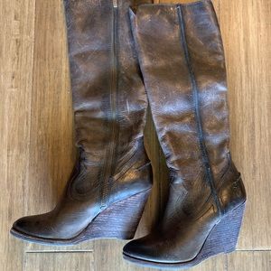 Frye dark brown knee high boots